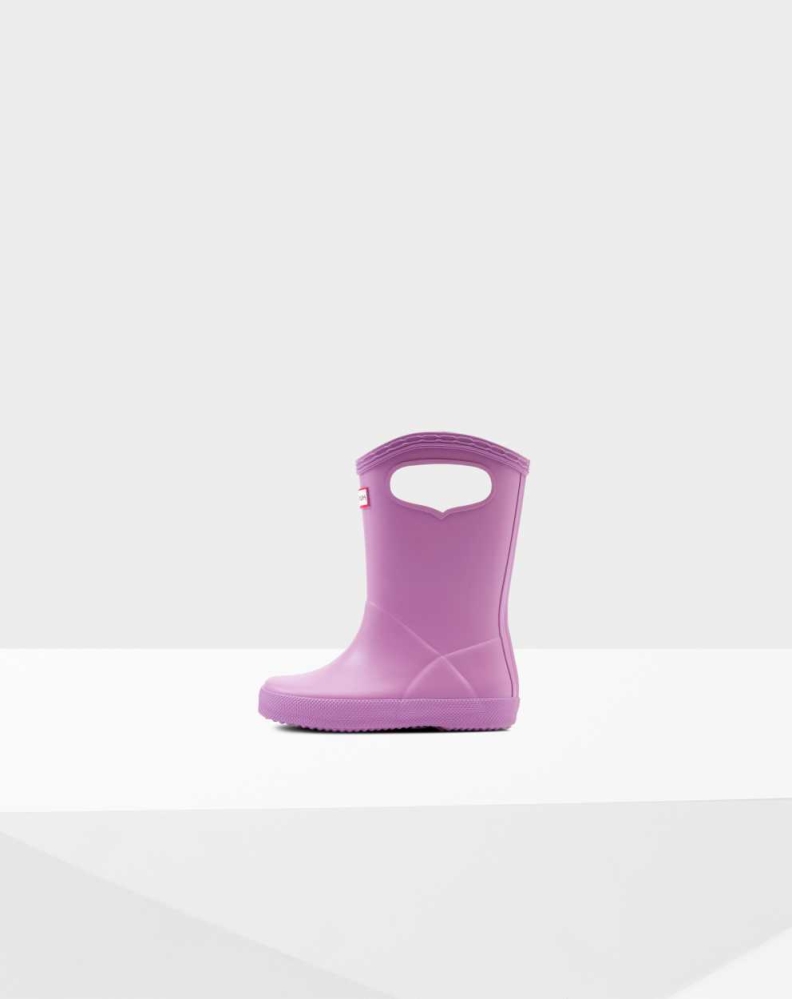 Kids' Hunter Original First Classic Grab Handle Wellington Short Rain Boots Pink | US9518623