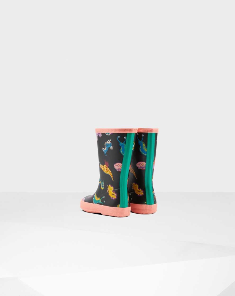 Kids' Hunter Original First Classic Sea Monster Print Wellington Short Rain Boots Pink | US4278390