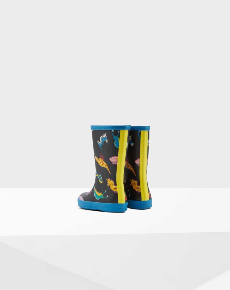 Kids' Hunter Original First Classic Sea Monster Print Wellington Short Rain Boots Blue | US5146928