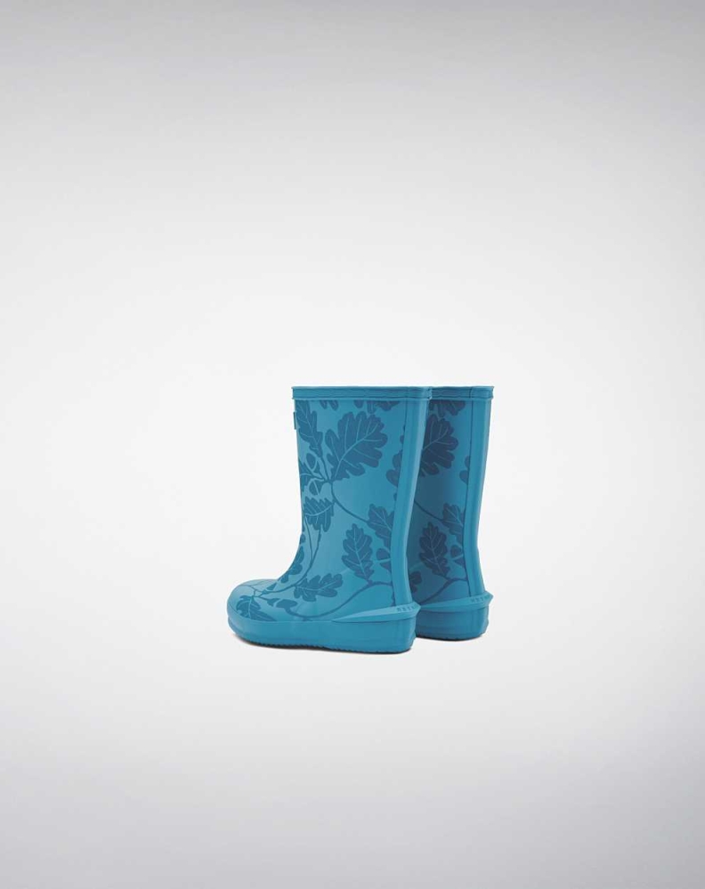 Kids' Hunter Original First National Trust Print Wellington Short Rain Boots Blue | US5901278