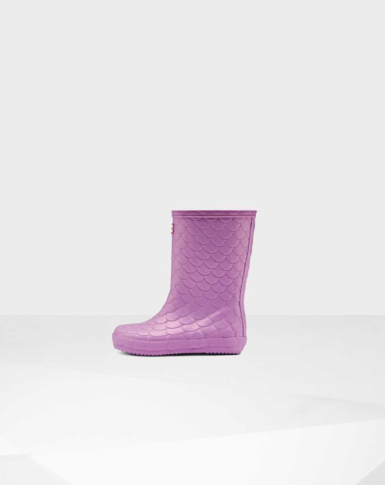 Kids' Hunter Original First Sea Dragon Texture Wellington Short Rain Boots Pink | US8954263