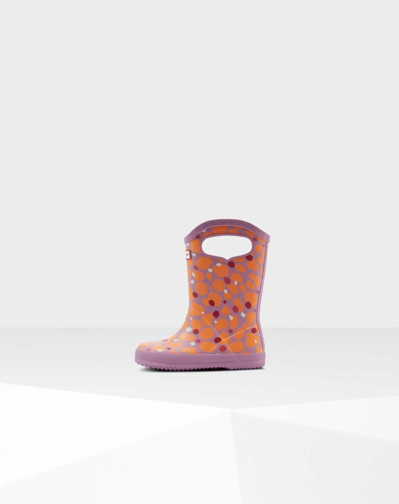 Kids' Hunter Original First Spot Camo Grab Handle Wellington Short Rain Boots Pink | US0132794