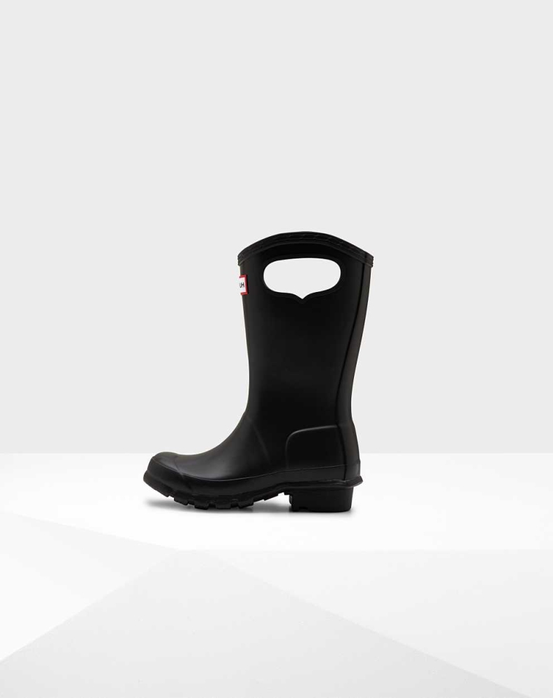 Kids' Hunter Original Grab Handle Wellington Short Rain Boots Black | US7268395