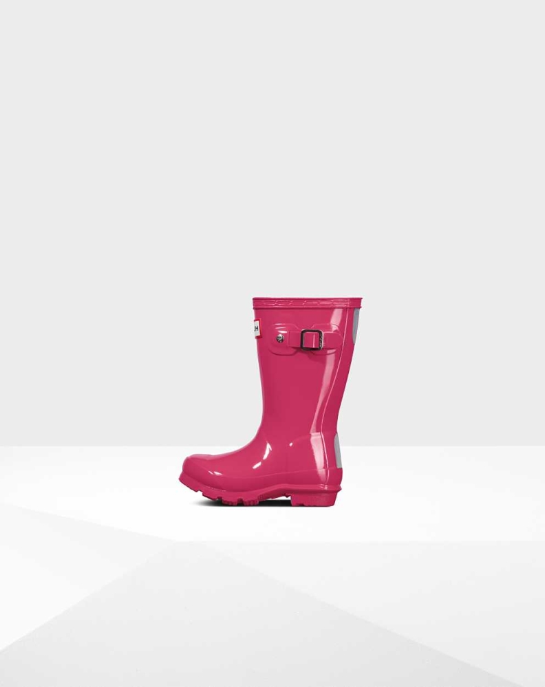 Kids' Hunter Original Little Gloss Wellington Short Rain Boots Pink | US3714028