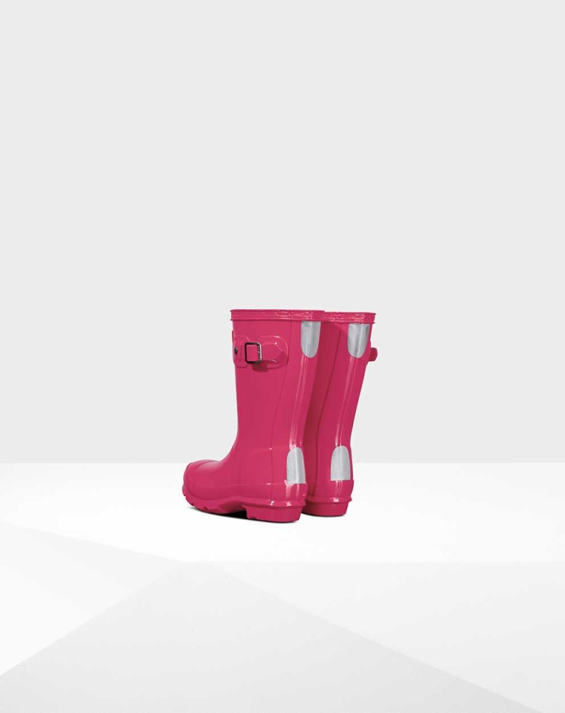 Kids' Hunter Original Little Gloss Wellington Short Rain Boots Pink | US3714028