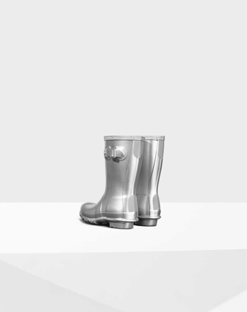 Kids' Hunter Original Little Metallic Wellington Tall Rain Boots Silver | US0315968