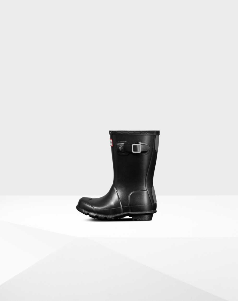 Kids' Hunter Original Little Pearlized Wellington Short Rain Boots Black | US6475320