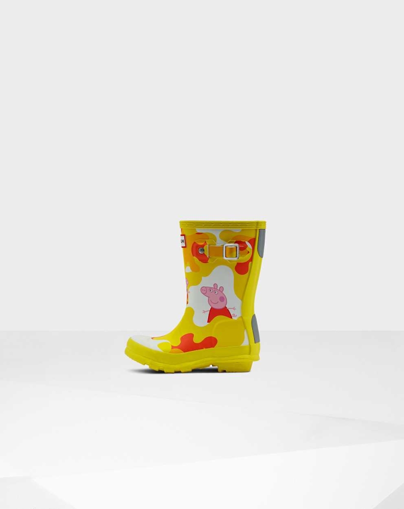 Kids' Hunter Original Little Peppa Pig Wellington Short Rain Boots Yellow | US2970456