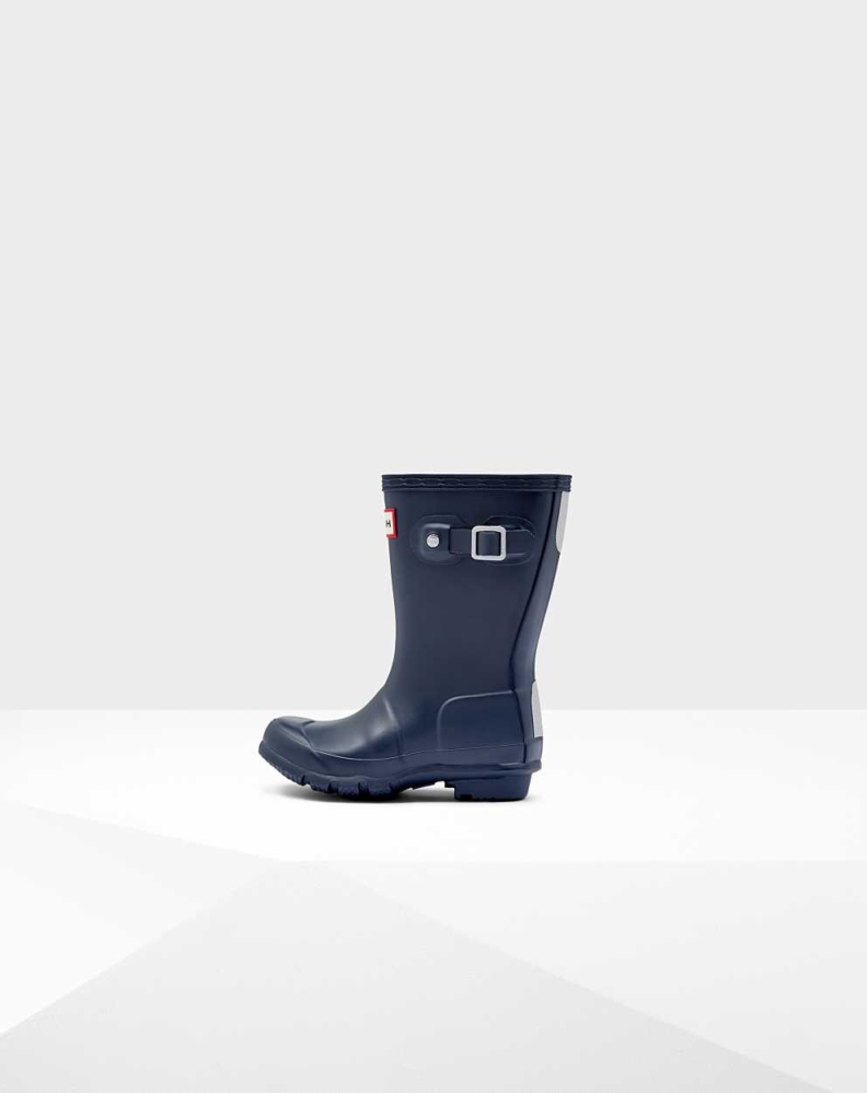 Kids' Hunter Original Little Wellington Short Rain Boots Navy | US0459617