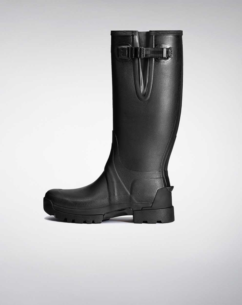 Men's Hunter Balmoral Adjustable 3mm Neoprene Wellington Tall Rain Boots Black | US1902546