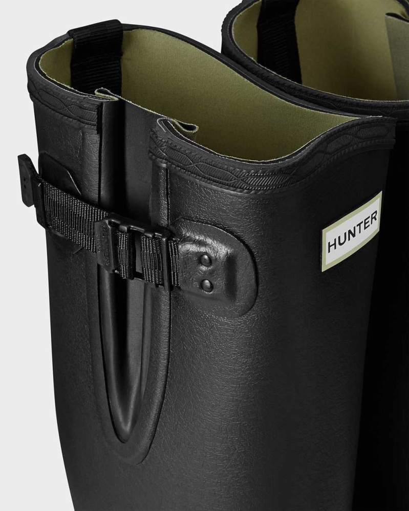 Men's Hunter Balmoral Adjustable 3mm Neoprene Wellington Tall Rain Boots Black | US1902546