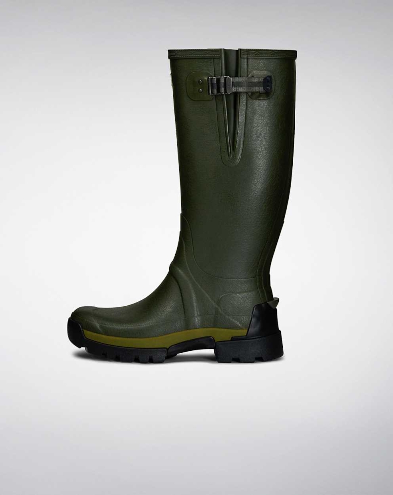 Men's Hunter Balmoral Bamboo Carbon Wellington Tall Rain Boots Green | US6074298