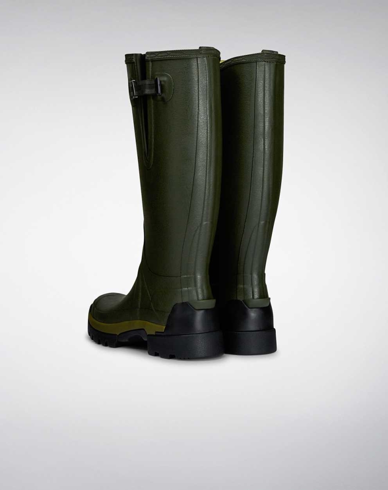 Men's Hunter Balmoral Bamboo Carbon Wellington Tall Rain Boots Green | US6074298