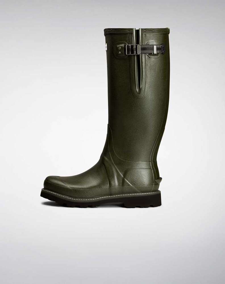 Men's Hunter Balmoral Side Adjustable Wellington Tall Rain Boots Green | US1096782