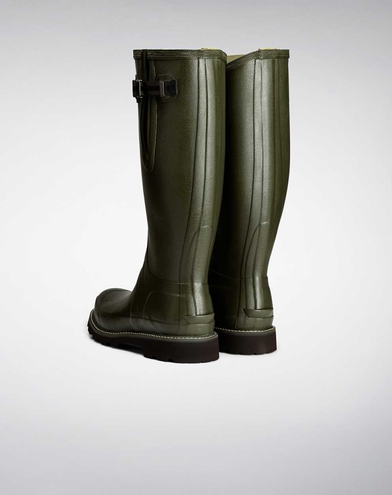 Men's Hunter Balmoral Side Adjustable Wellington Tall Rain Boots Green | US1096782