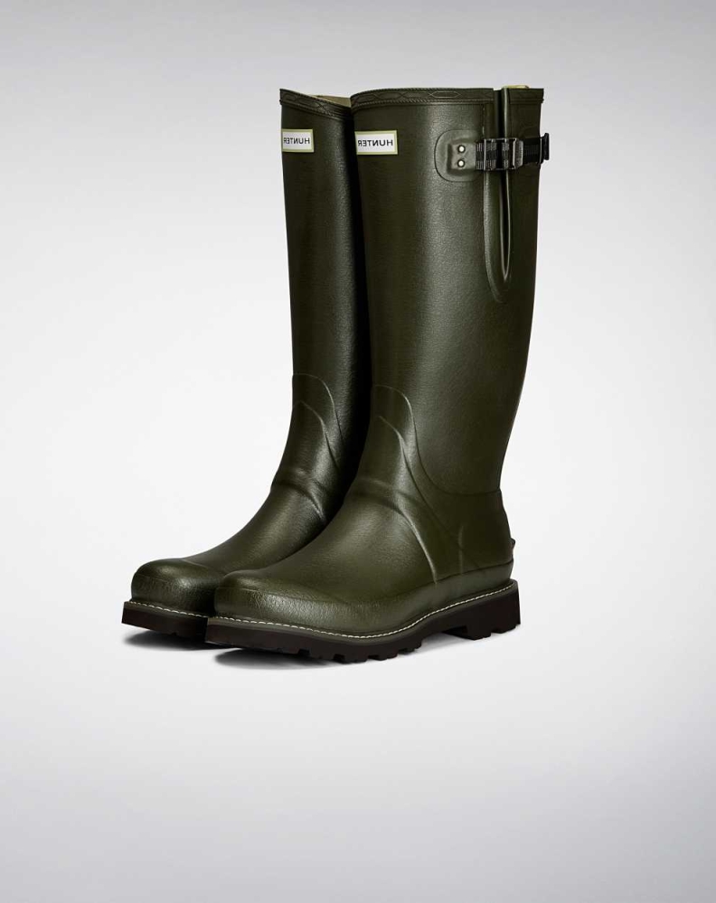 Men\'s Hunter Balmoral Side Adjustable Wellington Tall Rain Boots Green | US1096782