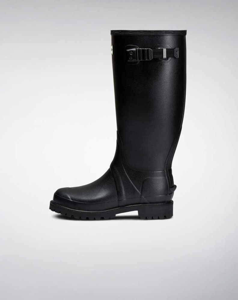 Men's Hunter Balmoral Wide Fit Wellington Tall Rain Boots Black | US6493275