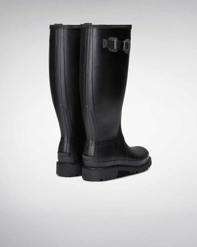 Men's Hunter Balmoral Wide Fit Wellington Tall Rain Boots Black | US6493275