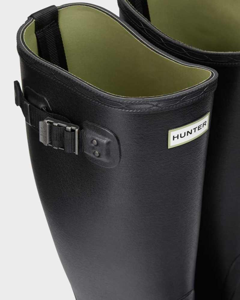 Men's Hunter Balmoral Wide Fit Wellington Tall Rain Boots Black | US6493275