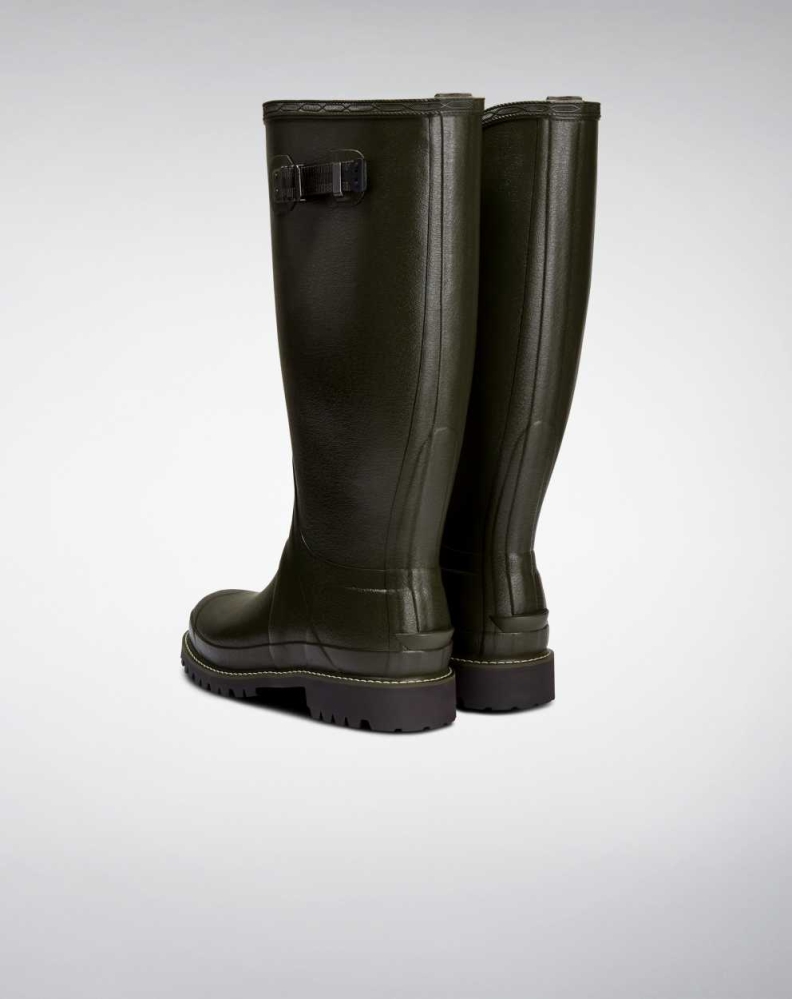 Men's Hunter Balmoral Wide Fit Wellington Tall Rain Boots Green | US8502469