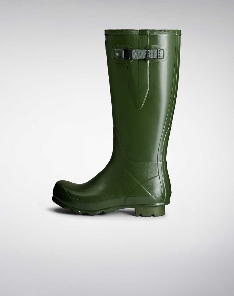 Men's Hunter Norris Field Side Adjustable Wellington Tall Rain Boots Green | US1087695