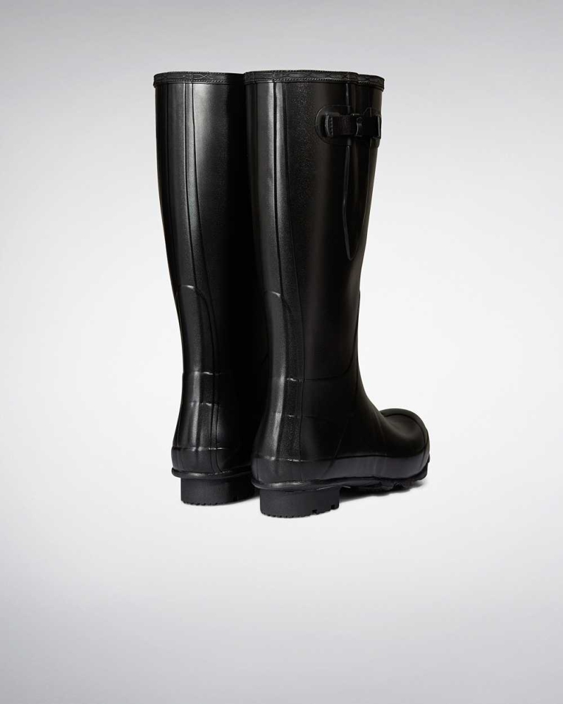 Men's Hunter Norris Field Side Adjustable Neoprene Lined Wellington Tall Rain Boots Black | US9210534