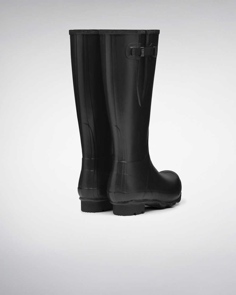 Men's Hunter Norris Field Side Adjustable Wellington Tall Rain Boots Black | US9347156