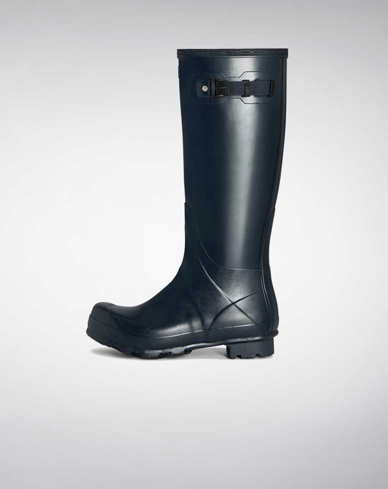 Men's Hunter Norris Field Wellington Tall Rain Boots Navy | US1629430