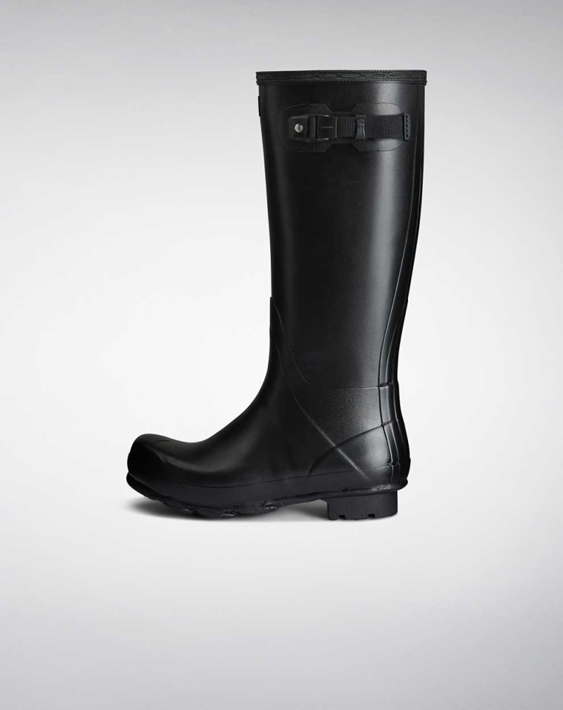 Men's Hunter Norris Field Wellington Tall Rain Boots Black | US8271460