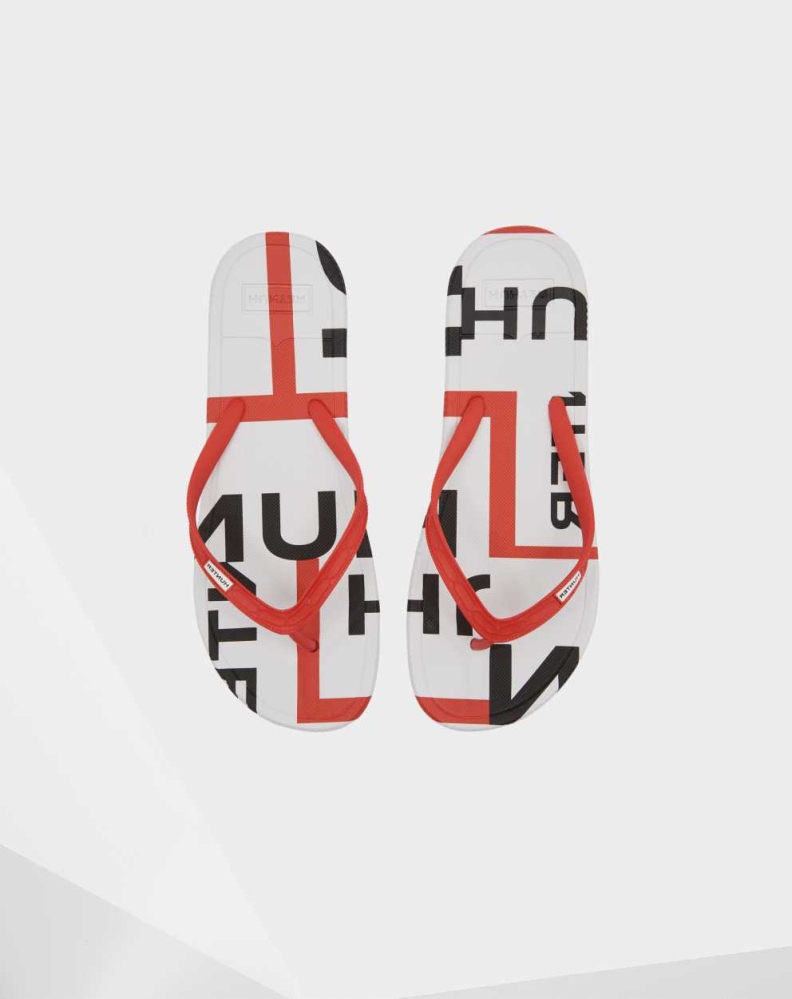 Men's Hunter Original Exploded Logo Flip Flops Red | US3048271