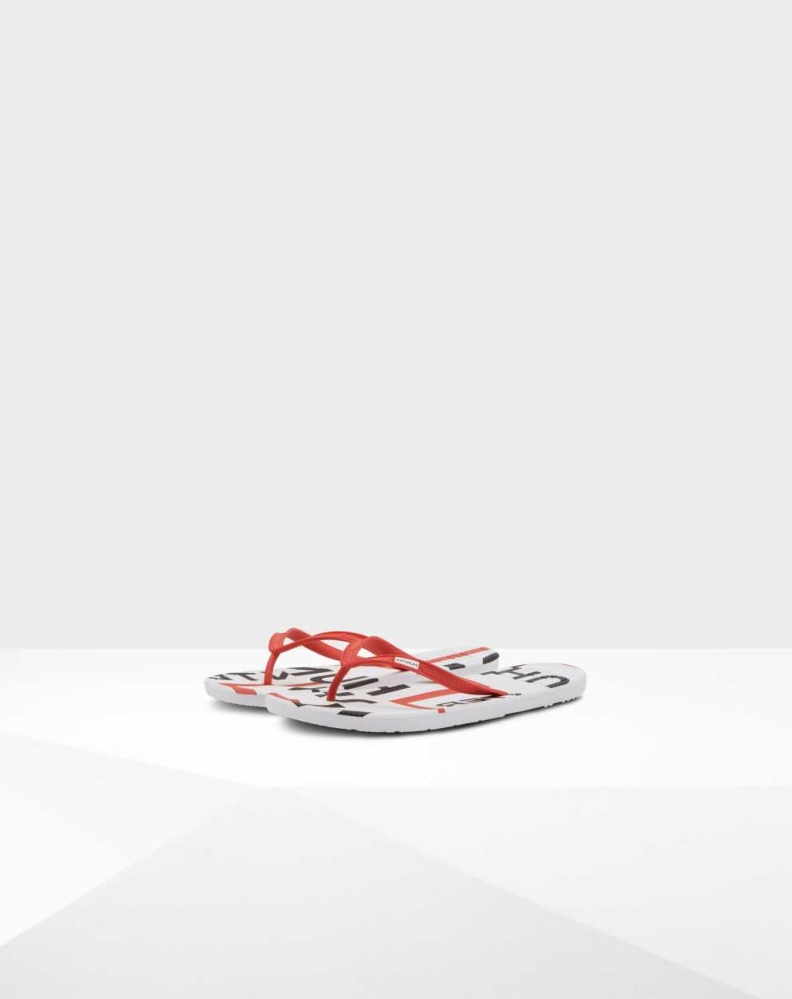 Men's Hunter Original Exploded Logo Flip Flops Red | US3048271