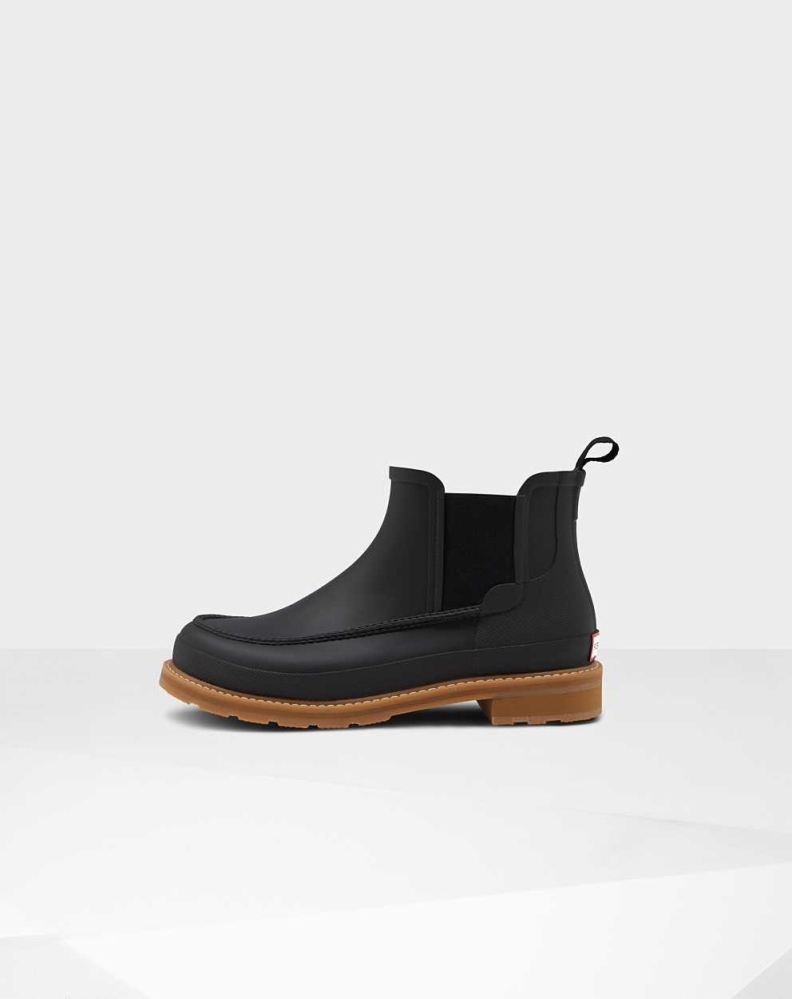 Men's Hunter Original Moc Toe Chelsea Boots Black | US0821453