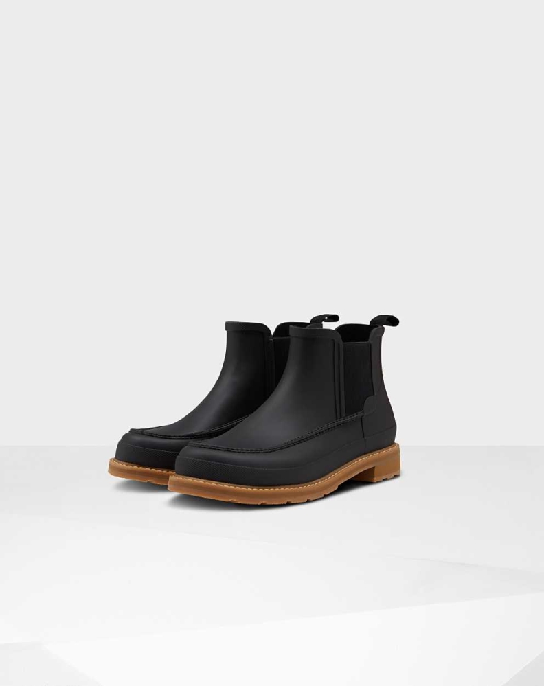 Men\'s Hunter Original Moc Toe Chelsea Boots Black | US0821453