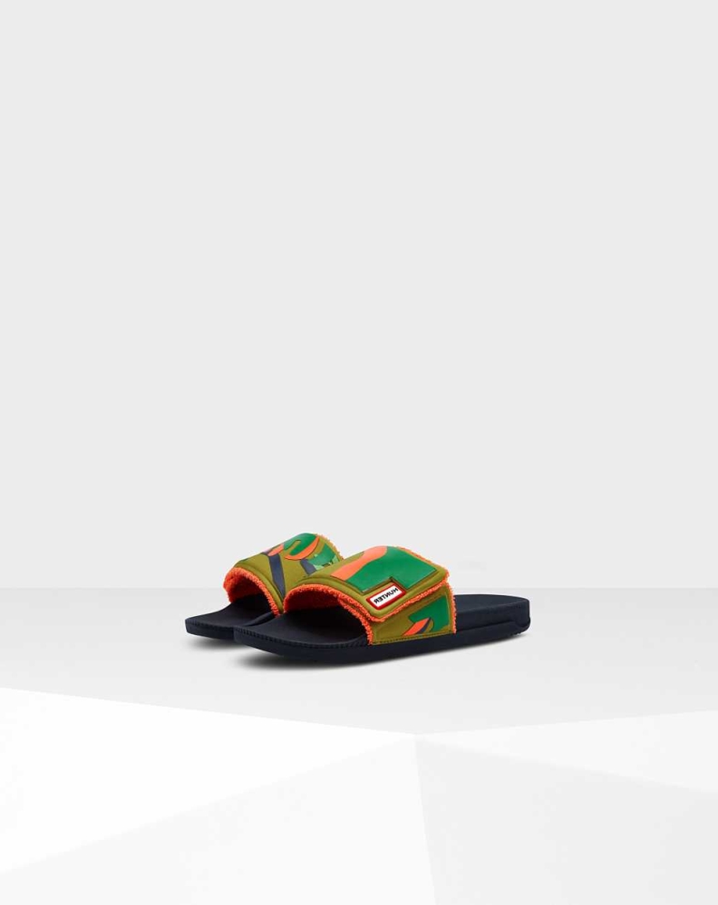 Men's Hunter Original Rockpool Camo Print Adjustable Slides Green | US7605413