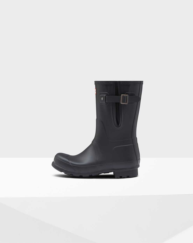 Men's Hunter Original Side Adjustable Wellington Short Rain Boots Black | US2150367