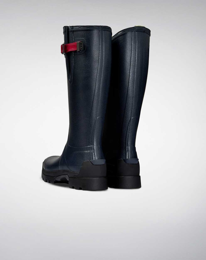 Women's Hunter Balmoral Side 3mm Neoprene Wellington Short Rain Boots Navy | US0718326