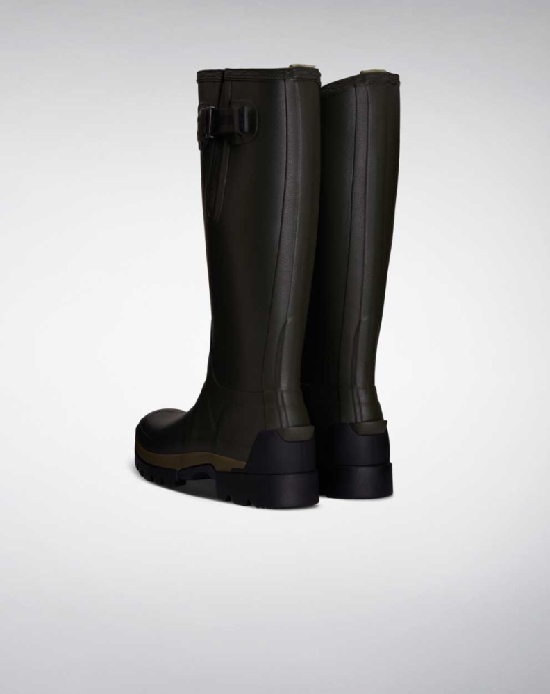 Women's Hunter Balmoral Side 3mm Neoprene Wellington Short Rain Boots Green | US2536197