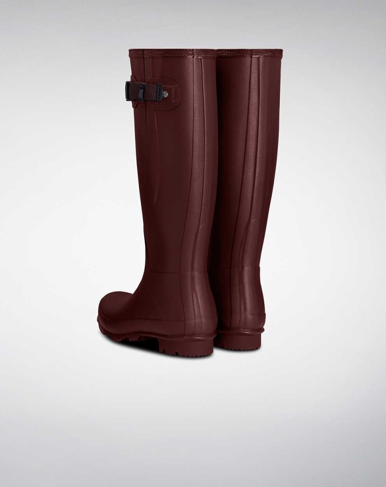 Women's Hunter Norris Field Side Wellington Short Rain Boots Burgundy | US6130985