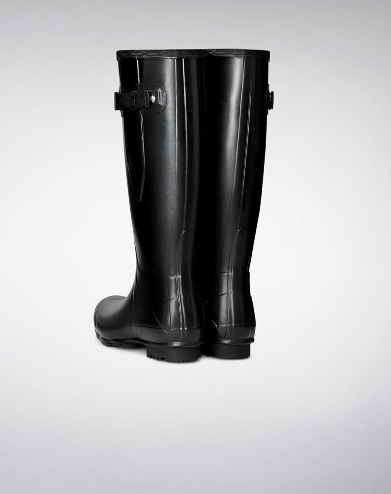 Women's Hunter Norris Field Side Wellington Short Rain Boots Black | US8576093