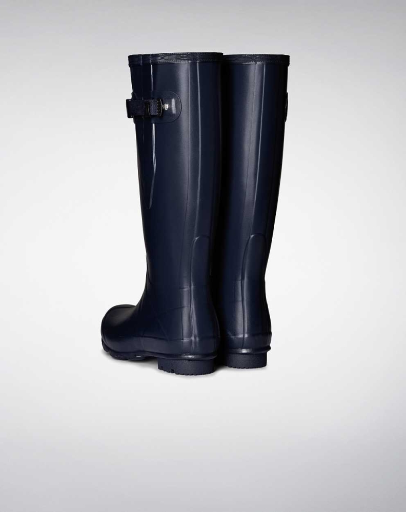 Women's Hunter Norris Field Side Wellington Short Rain Boots Navy | US9584067