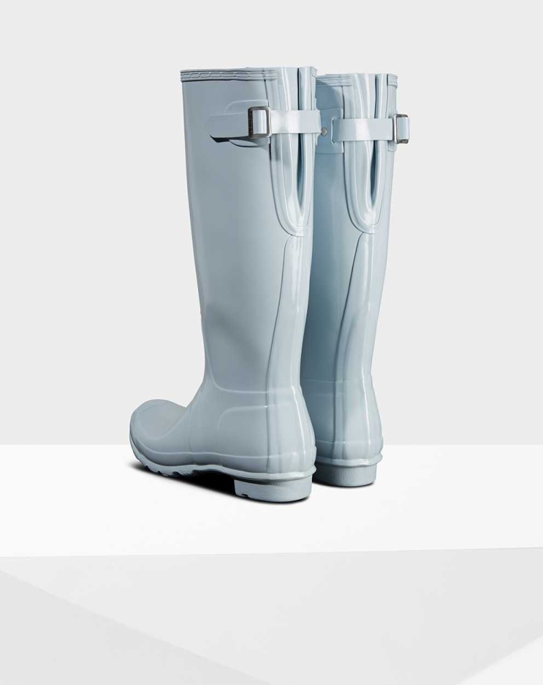 Women's Hunter Original Back Gloss Wellington Tall Rain Boots Grey | US0926183