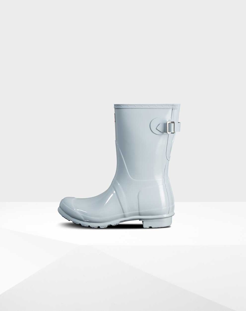 Women's Hunter Original Back Gloss Wellington Short Rain Boots Grey | US2071456