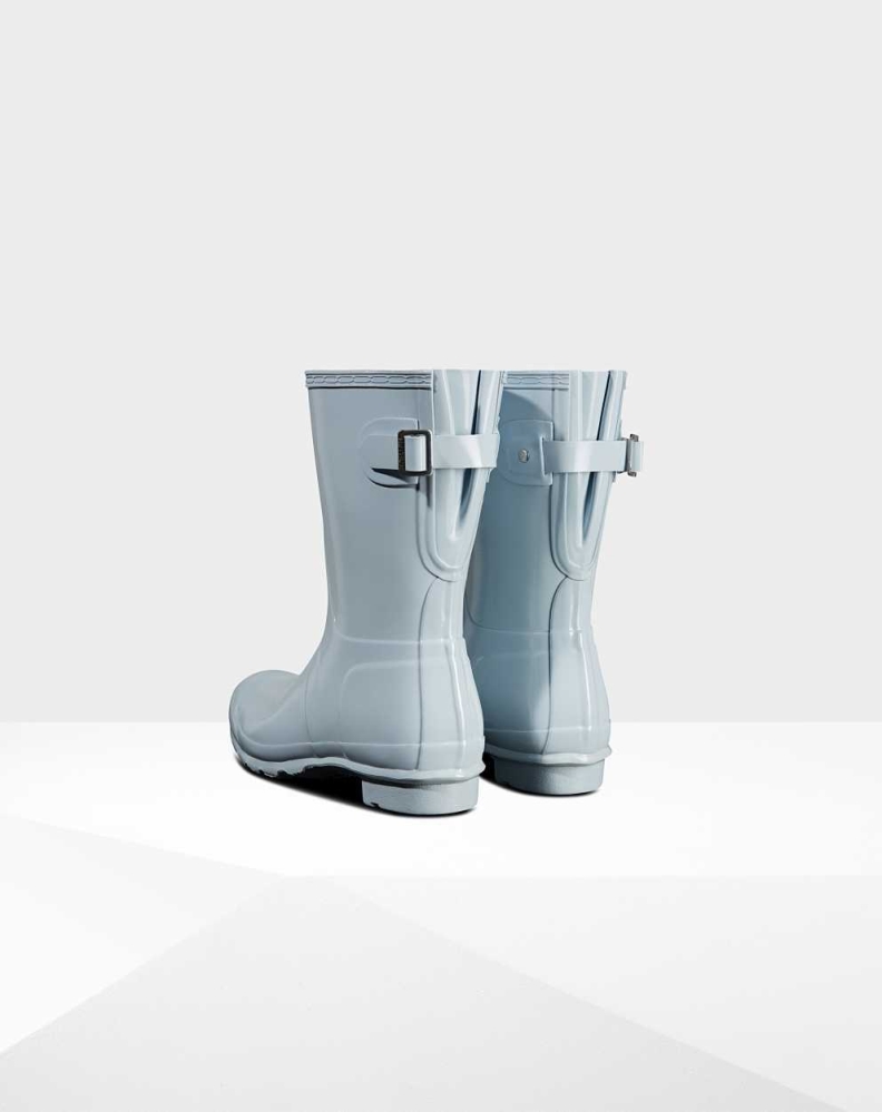 Women's Hunter Original Back Gloss Wellington Short Rain Boots Grey | US2071456