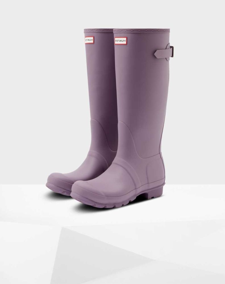 Women\'s Hunter Original Back Wellington Tall Rain Boots Purple | US2049576