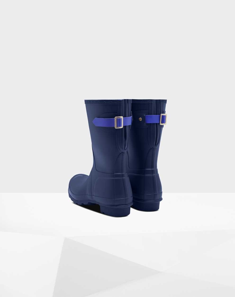 Women's Hunter Original Back Wellington Short Rain Boots Blue | US4720568