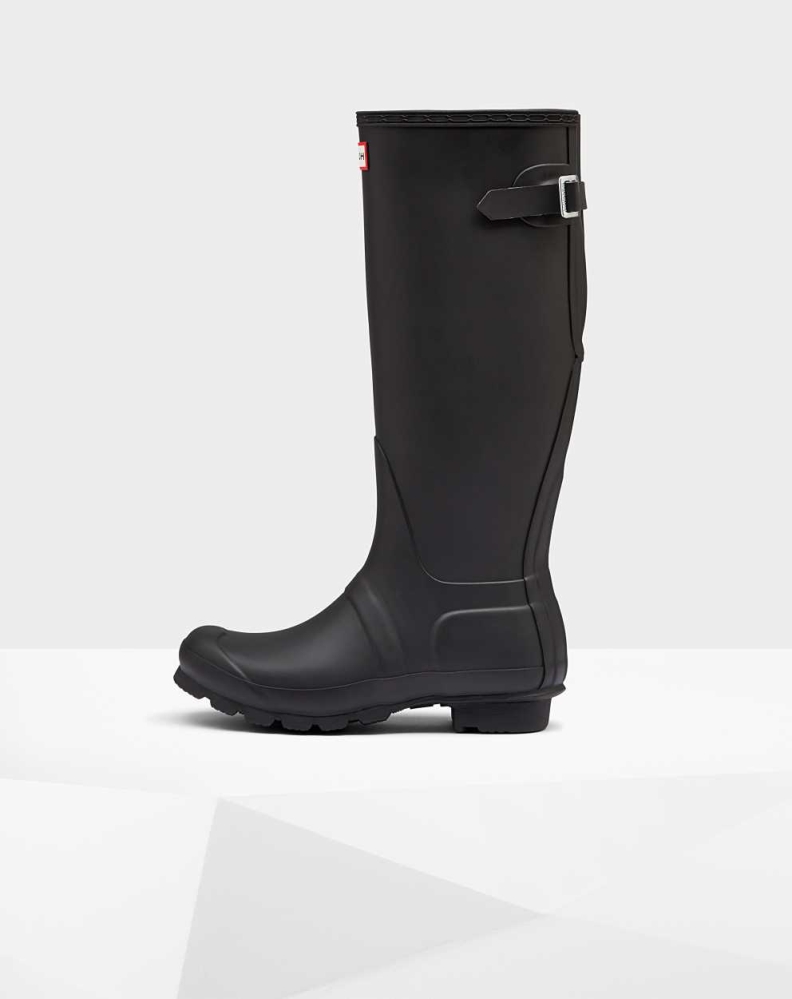 Women's Hunter Original Back Wellington Tall Rain Boots Black | US5697321