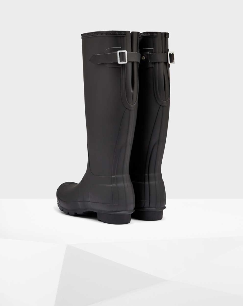 Women's Hunter Original Back Wellington Tall Rain Boots Black | US5697321