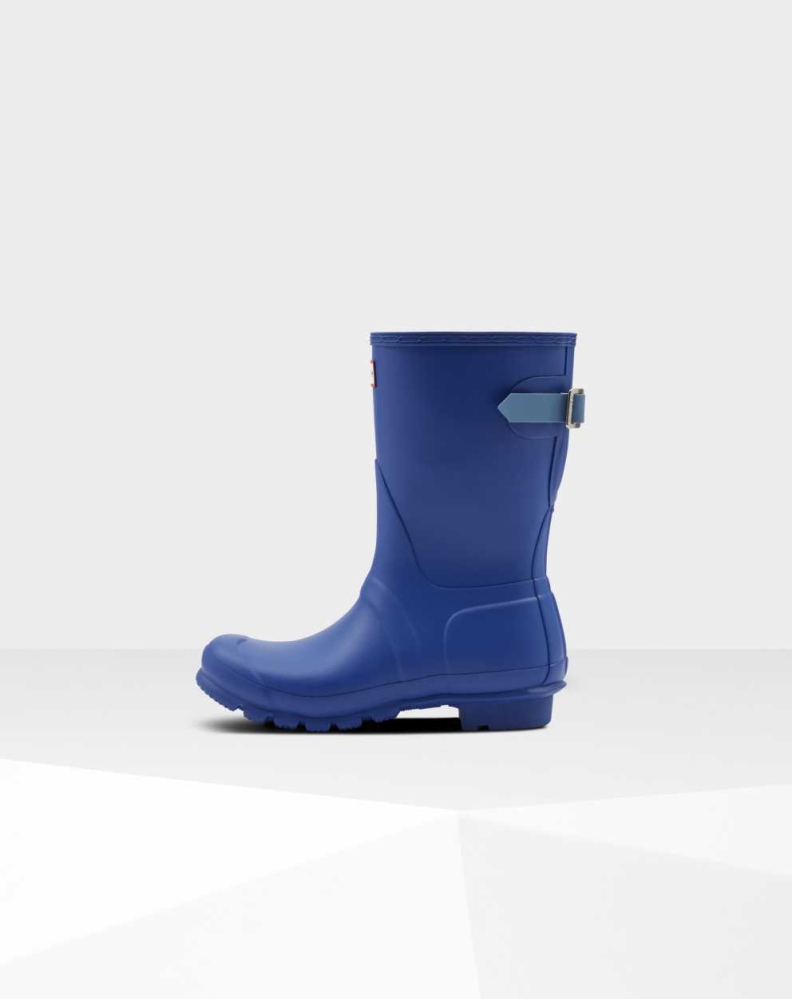 Women's Hunter Original Back Wellington Short Rain Boots Blue | US5861743