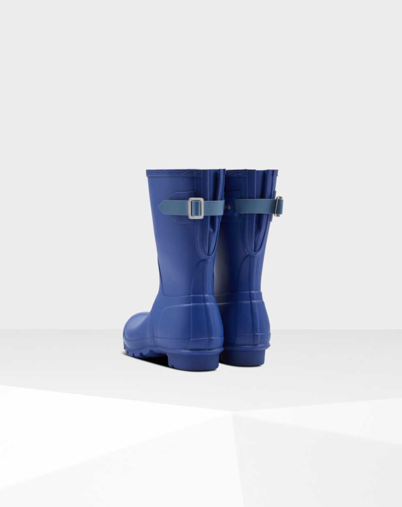 Women's Hunter Original Back Wellington Short Rain Boots Blue | US5861743