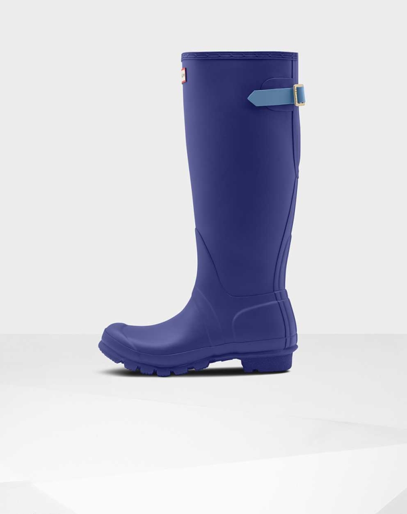 Women's Hunter Original Back Wellington Tall Rain Boots Blue | US7591603